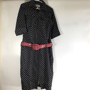 XL BETTIE PAGE polka dot zipper shirt dress pin up